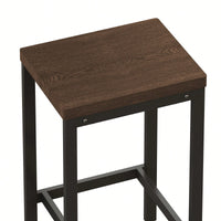 Modern Dark Brown Dining Table Set With 3 Stools For Kitchen And Pub Easy Assembly