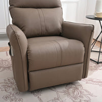 360° Swivel Rocking Recliner Chair For Nursery And Living Room Modern Glider With Side Pocket Brown