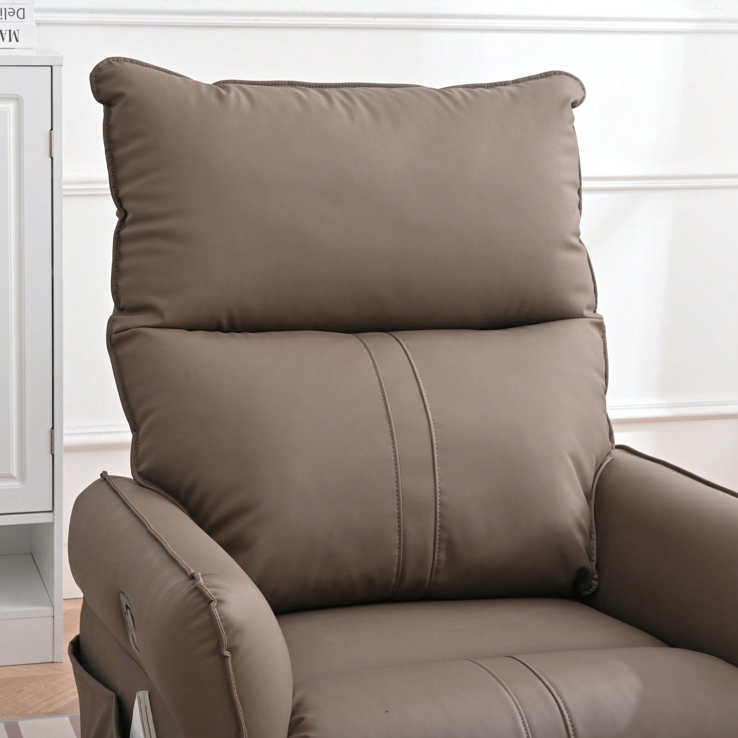 360° Swivel Rocking Recliner Chair For Nursery And Living Room Modern Glider With Side Pocket Brown