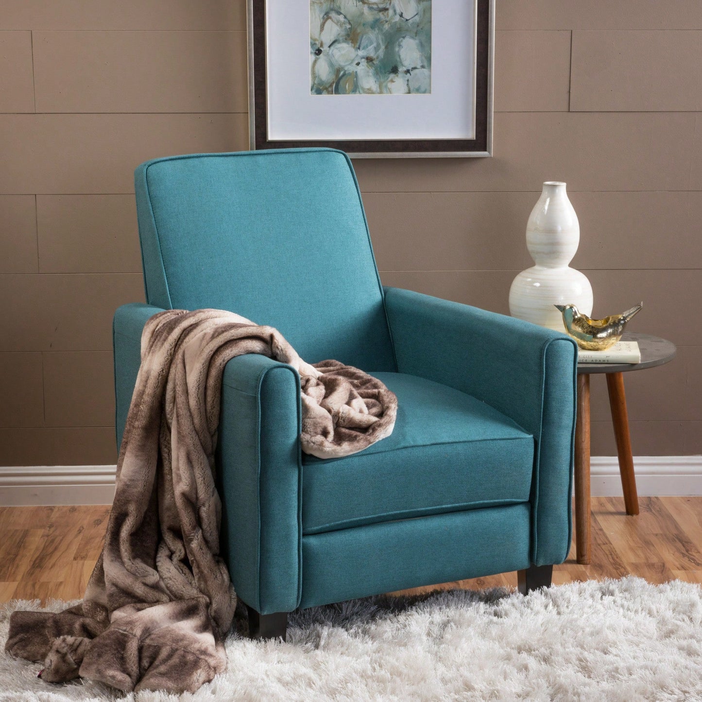 Elegant Teal Linen Push Back Chair For Stylish Home Decor