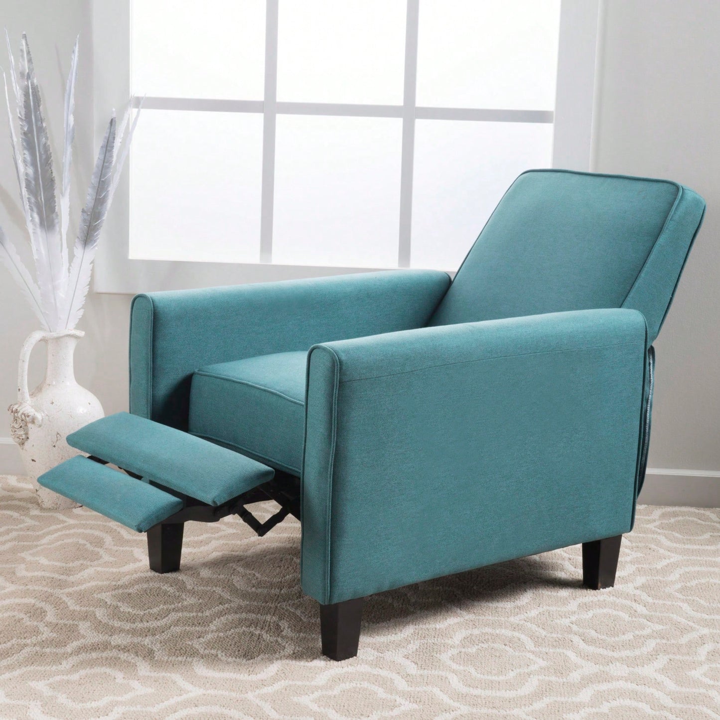 Elegant Teal Linen Push Back Chair For Stylish Home Decor