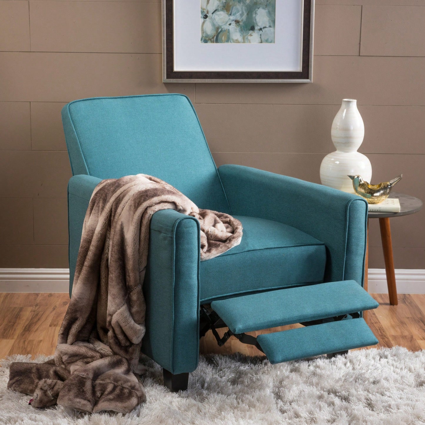 Elegant Teal Linen Push Back Chair For Stylish Home Decor