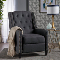 Elegant Dark Grey Fabric Push Back Recliner Chair For Living Room Comfort