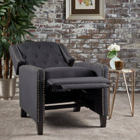 Elegant Dark Grey Fabric Push Back Recliner Chair For Living Room Comfort