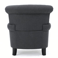 Modern Tufted Backrest Accent Chair With Wooden Legs For Living Room And Bedroom