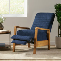 Elegant Fabric Manual Recliner With Wooden Accents For Ultimate Comfort
