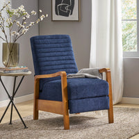 Elegant Fabric Manual Recliner With Wooden Accents For Ultimate Comfort