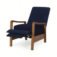 Elegant Fabric Manual Recliner With Wooden Accents For Ultimate Comfort