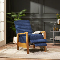 Elegant Fabric Manual Recliner With Wooden Accents For Ultimate Comfort