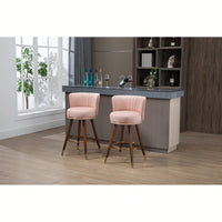 Set Of 2 Solid Wood Counter Height Bar Stools With 360 Degree Swivel For Kitchen And Dining