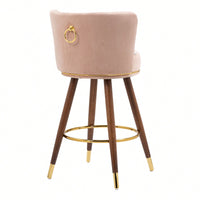 Set Of 2 Solid Wood Counter Height Bar Stools With 360 Degree Swivel For Kitchen And Dining