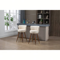 Set Of 2 Solid Wood Counter Height Bar Stools With 360 Degree Swivel For Kitchen And Dining
