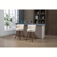 Set Of 2 Solid Wood Counter Height Bar Stools With 360 Degree Swivel For Kitchen And Dining