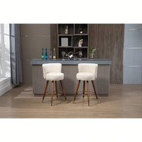 Set Of 2 Solid Wood Counter Height Bar Stools With 360 Degree Swivel For Kitchen And Dining