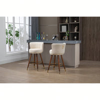 Set Of 2 Solid Wood Counter Height Bar Stools With 360 Degree Swivel For Kitchen And Dining