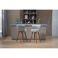 Set Of 2 Solid Wood Counter Height Bar Stools With 360 Degree Swivel For Kitchen And Dining