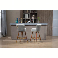Set Of 2 Solid Wood Counter Height Bar Stools With 360 Degree Swivel For Kitchen And Dining