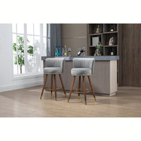 Set Of 2 Solid Wood Counter Height Bar Stools With 360 Degree Swivel For Kitchen And Dining