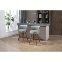 Set Of 2 Solid Wood Counter Height Bar Stools With 360 Degree Swivel For Kitchen And Dining
