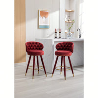 Set Of 2 Solid Wood Counter Height Bar Stools With 360 Degree Swivel For Kitchen And Dining