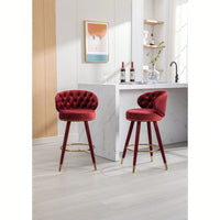 Set Of 2 Solid Wood Counter Height Bar Stools With 360 Degree Swivel For Kitchen And Dining