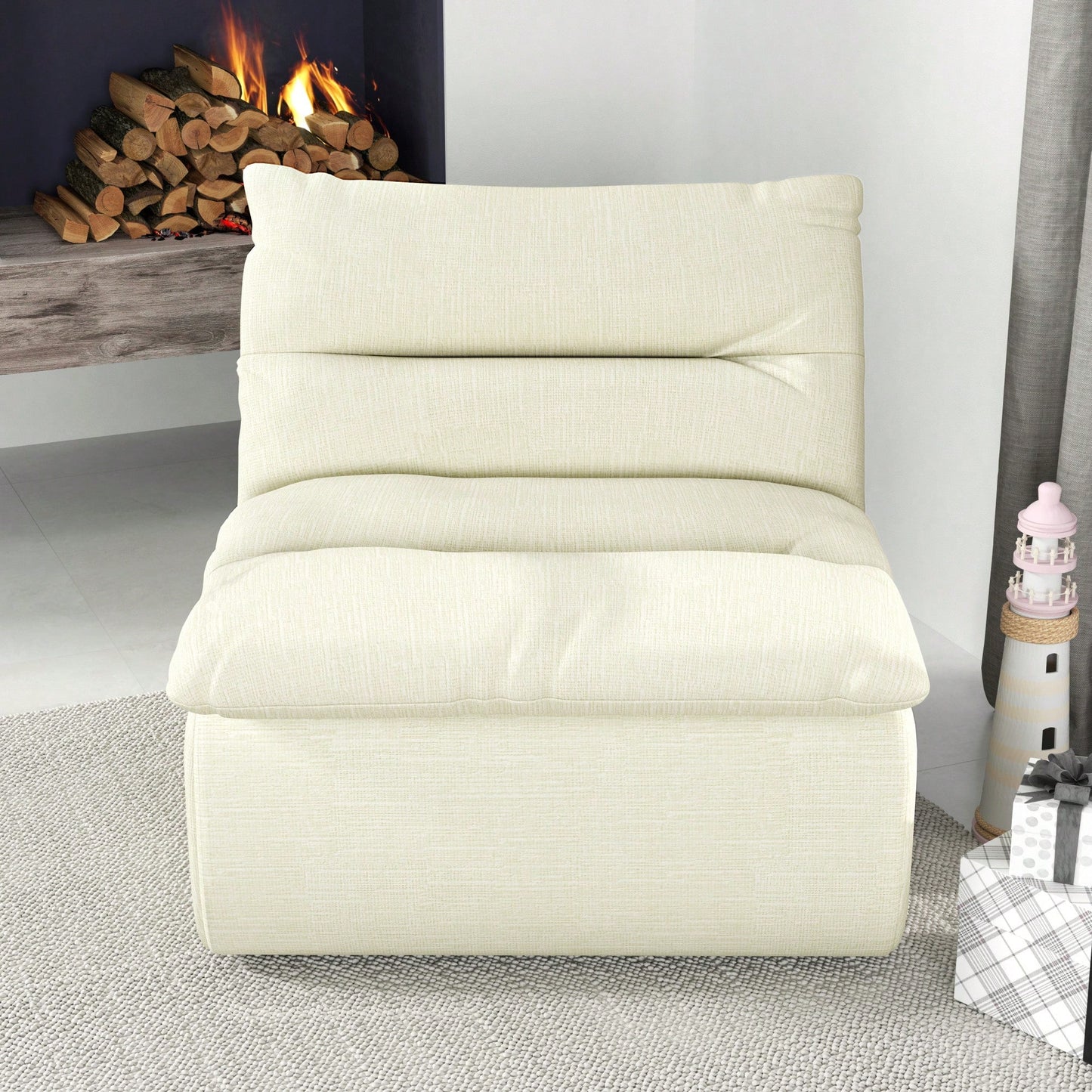 Modern Armless Floor Lounge Chair Comfy Accent Bean Bag Sofa For Living Room Bedroom Office Beige