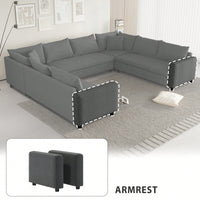 Modular Sectional Sofa Armrests Set In Chenille, Left And Right Options, Minimalist Design, Available In Two Colors