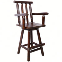 Rustic Fir Wood Bar Stool With Footrest And Wide Armrest For Dining Room Restaurant Pub 4-Foot Brown Color