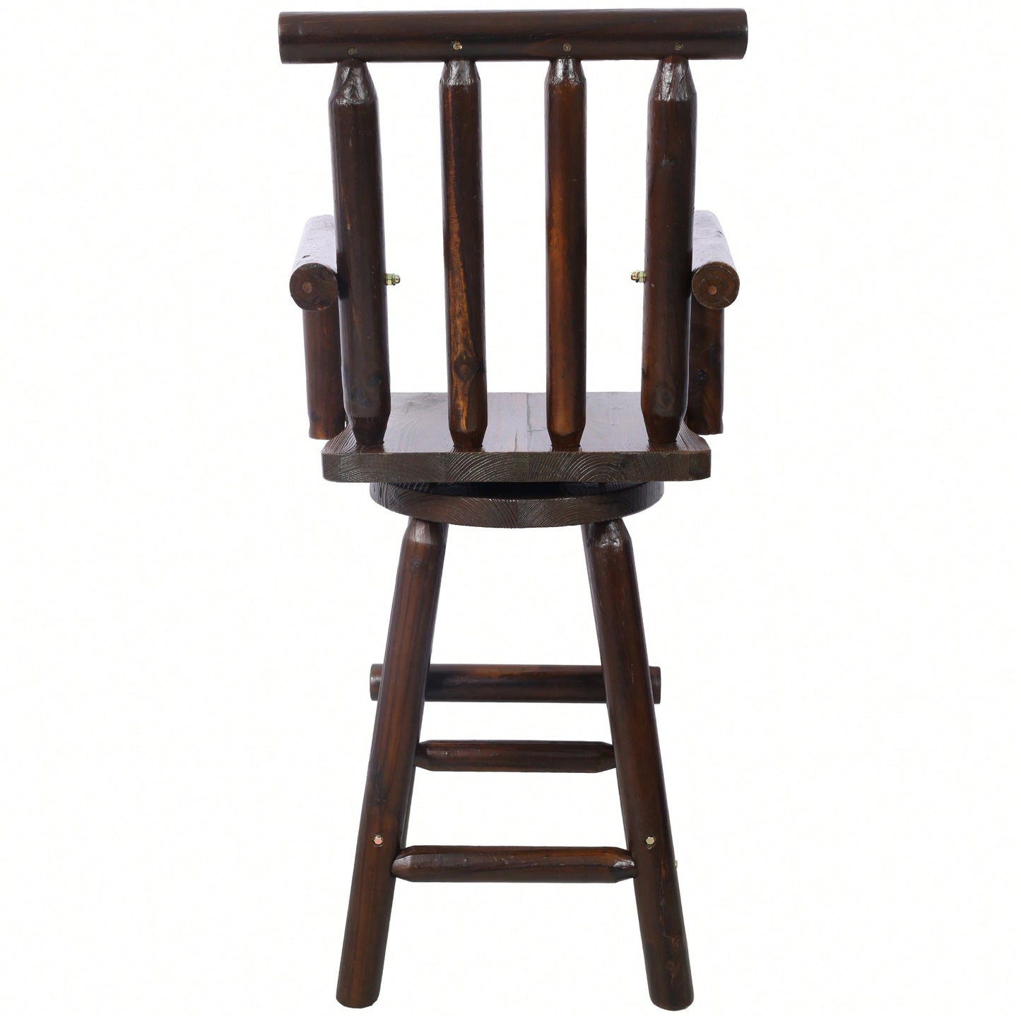 Rustic Fir Wood Bar Stool With Footrest And Wide Armrest For Dining Room Restaurant Pub 4-Foot Brown Color