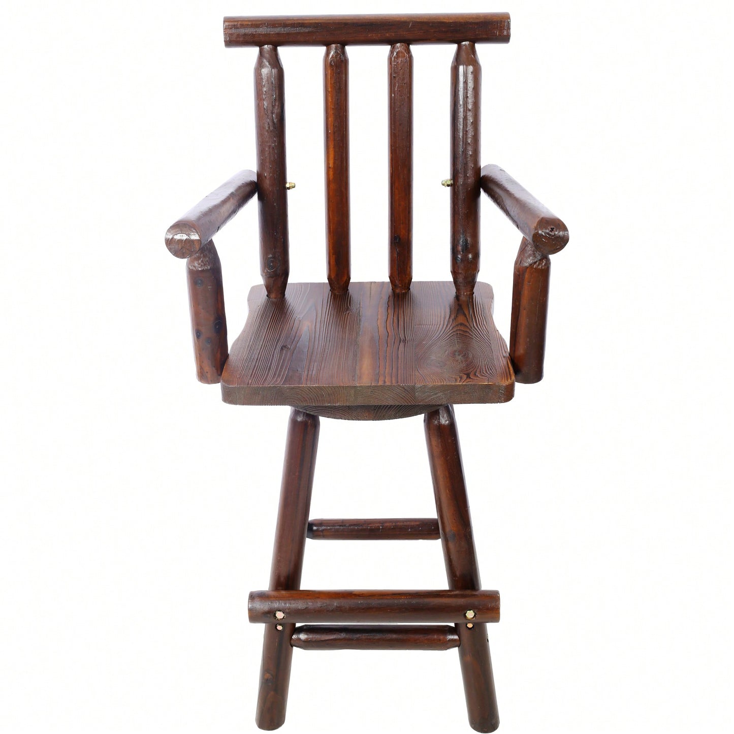 Rustic Fir Wood Bar Stool With Footrest And Wide Armrest For Dining Room Restaurant Pub 4-Foot Brown Color