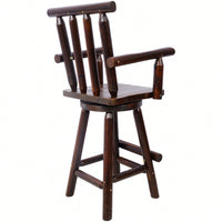 Rustic Fir Wood Bar Stool With Footrest And Wide Armrest For Dining Room Restaurant Pub 4-Foot Brown Color