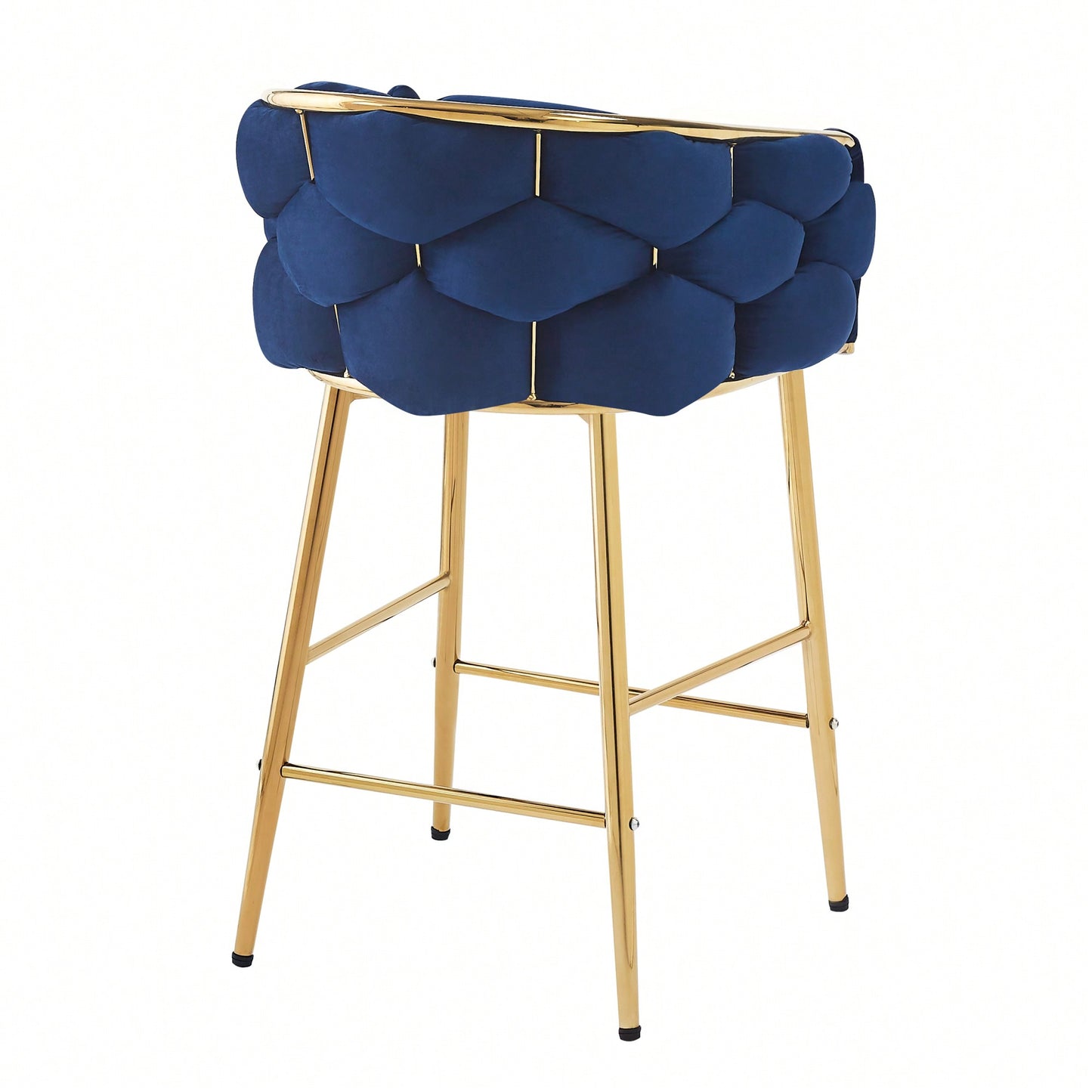 28 Inch Dark Blue Modern Counter Stools Set Of 2 With Iron Frame Soft Cushion And Footrest Ideal For Kitchen Bedroom Dining Room