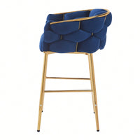 28 Inch Dark Blue Modern Counter Stools Set Of 2 With Iron Frame Soft Cushion And Footrest Ideal For Kitchen Bedroom Dining Room