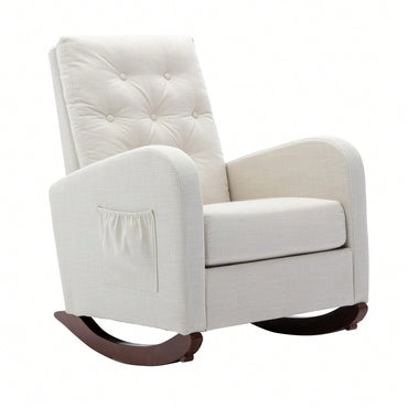 Comfortable High Back Rocking Chair For Nursery Soft Padded Seat Modern Armchair Ideal For Relaxation And Bonding