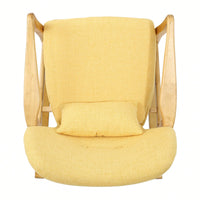Stylish Solid Wood Rocking Chair With Comfortable Yellow Linen Cushion