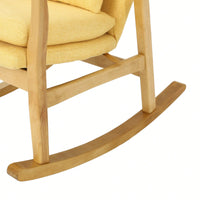 Stylish Solid Wood Rocking Chair With Comfortable Yellow Linen Cushion