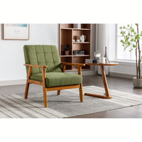 Mid-Century Modern Accent Chair With Solid Wood Armrests And Legs For Living Room, Bedroom, And Studio Use