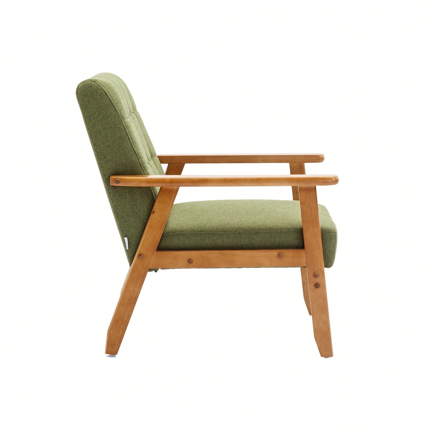 Mid-Century Modern Accent Chair With Solid Wood Armrests And Legs For Living Room, Bedroom, And Studio Use