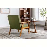 Mid-Century Modern Accent Chair With Solid Wood Armrests And Legs For Living Room, Bedroom, And Studio Use