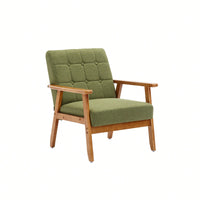 Mid-Century Modern Accent Chair With Solid Wood Armrests And Legs For Living Room, Bedroom, And Studio Use