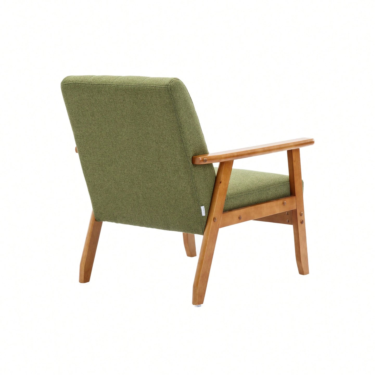 Mid-Century Modern Accent Chair With Solid Wood Armrests And Legs For Living Room, Bedroom, And Studio Use