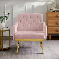 Stylish Pink Velvet Armchair With Sleek Metal Legs For Modern Living Spaces