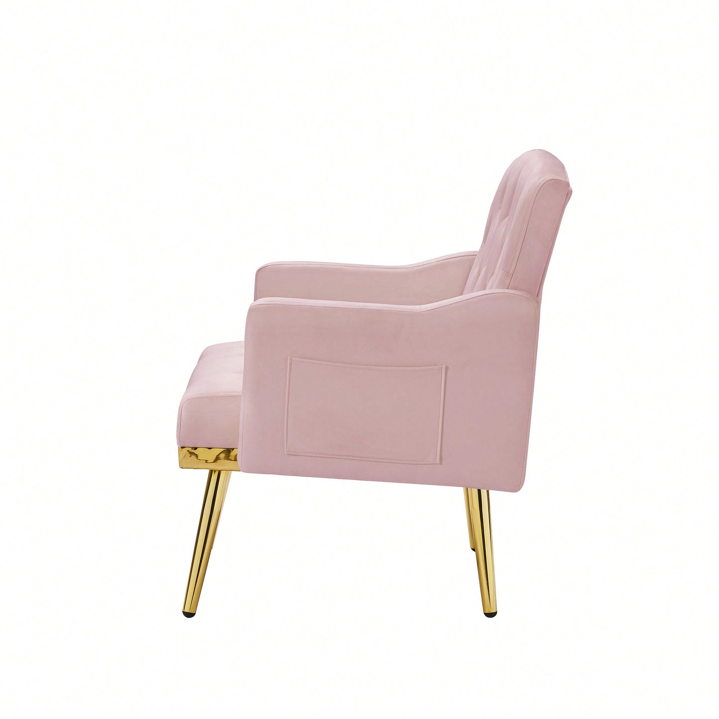 Stylish Pink Velvet Armchair With Sleek Metal Legs For Modern Living Spaces