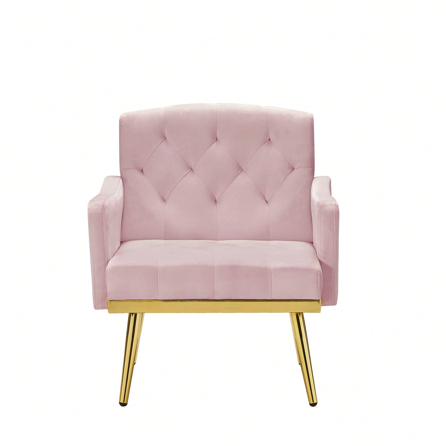 Stylish Pink Velvet Armchair With Sleek Metal Legs For Modern Living Spaces