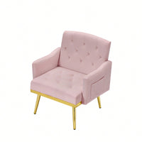 Stylish Pink Velvet Armchair With Sleek Metal Legs For Modern Living Spaces