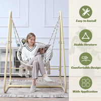 Handmade Macrame Swing Hammock Chair With Stand For Indoor And Outdoor Relaxation