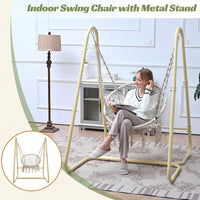 Handmade Macrame Swing Hammock Chair With Stand For Indoor And Outdoor Relaxation