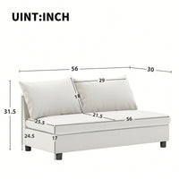 Chenille Loveseat Module For Modular Sectional Sofa In Minimalist Style Available In Two Colors