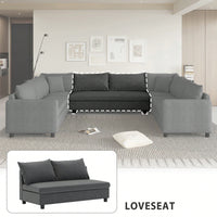 Chenille Loveseat Module For Modular Sectional Sofa In Minimalist Style Available In Two Colors