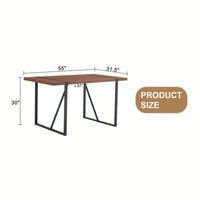 Patterned MDF Dining Table For 4-6 With 1.5 Inch Thick Top And Black Metal Legs Ideal For Kitchens Patios And Dining Rooms Light Grey